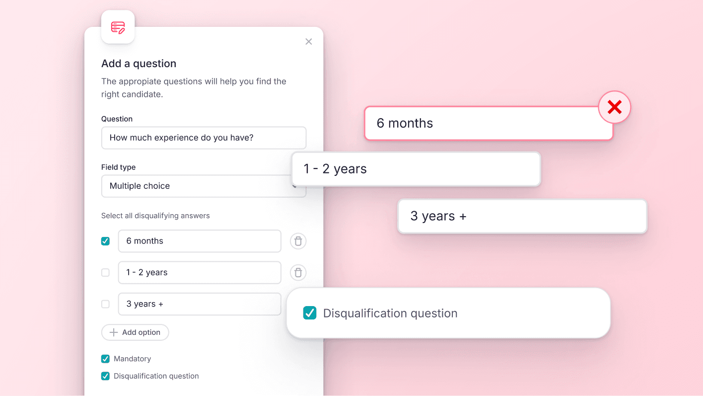 Filter candidates with disqualifying questions
