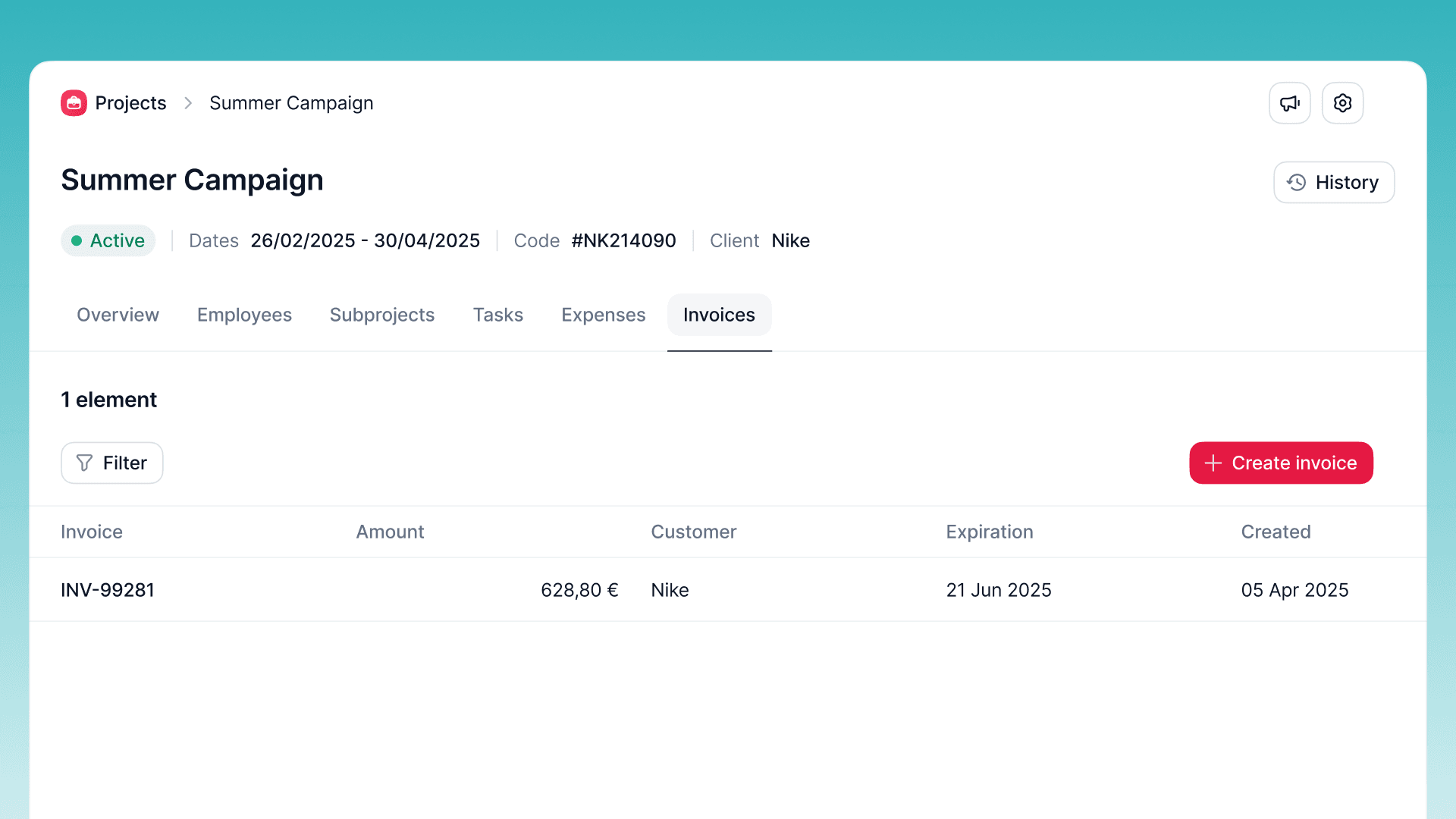 Create sales invoices straight from Projects