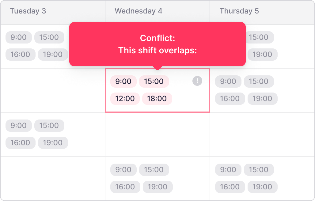 shift scheduling conflicts