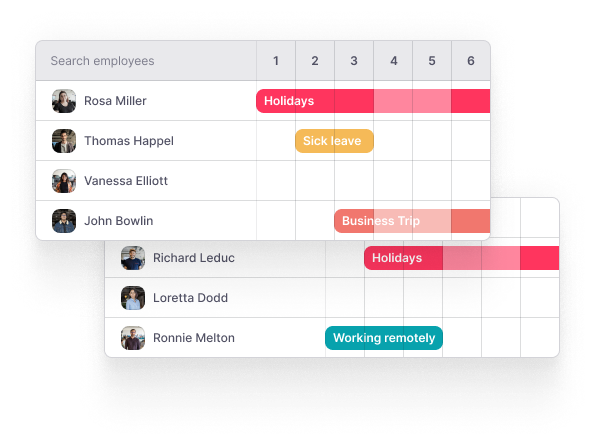 Time off calendar
