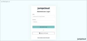 jumpcloud admistrator login window