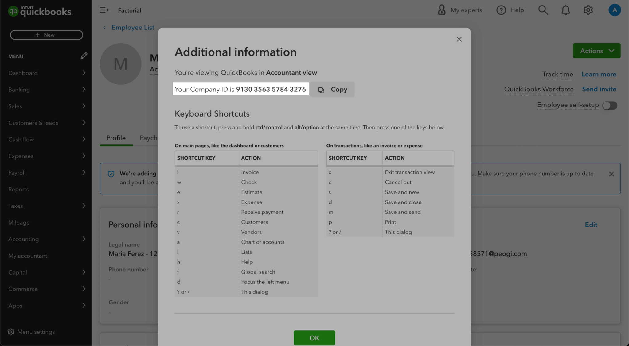 Payroll Integration with QuickBooks Payroll Online - Factorial