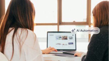 Two people hiring through a computer with AI automation software