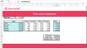 excel time card calculator