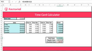 Time deals card calculator