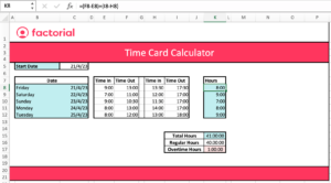 calculate time card excel