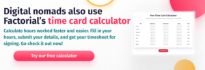 digital nomad free time card calculator