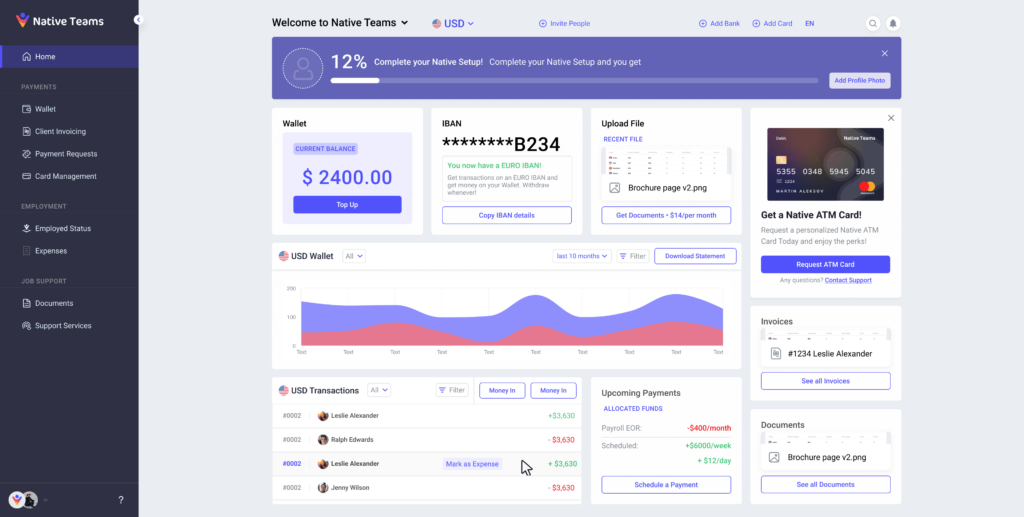 Native teams dashboard