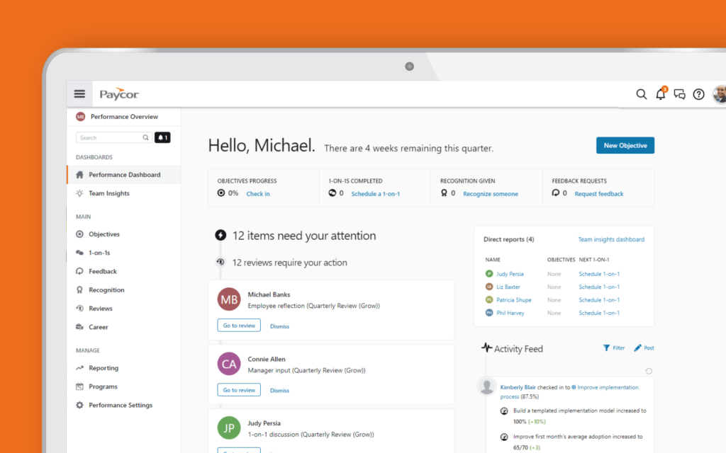 Paycor dashboard