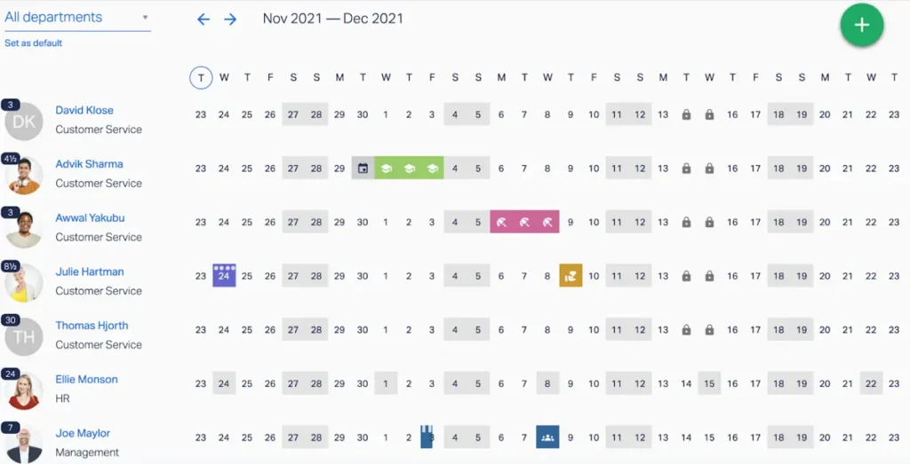 Screenshot of Timetastic's leave management interface