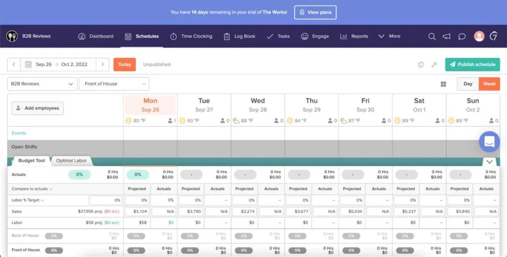 Screenshot of 7shifts interface