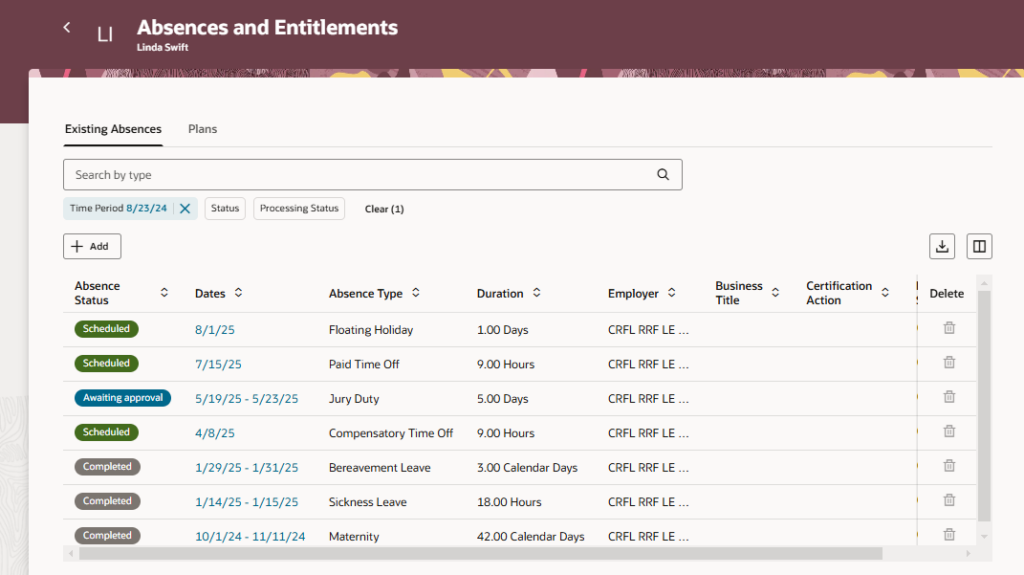 oracle hcm cloud absences