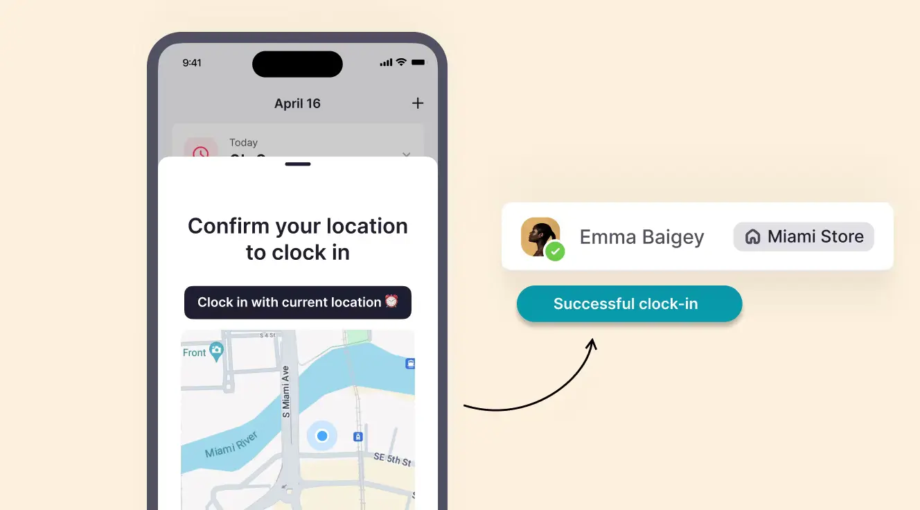 Factorial clock in with GPS app