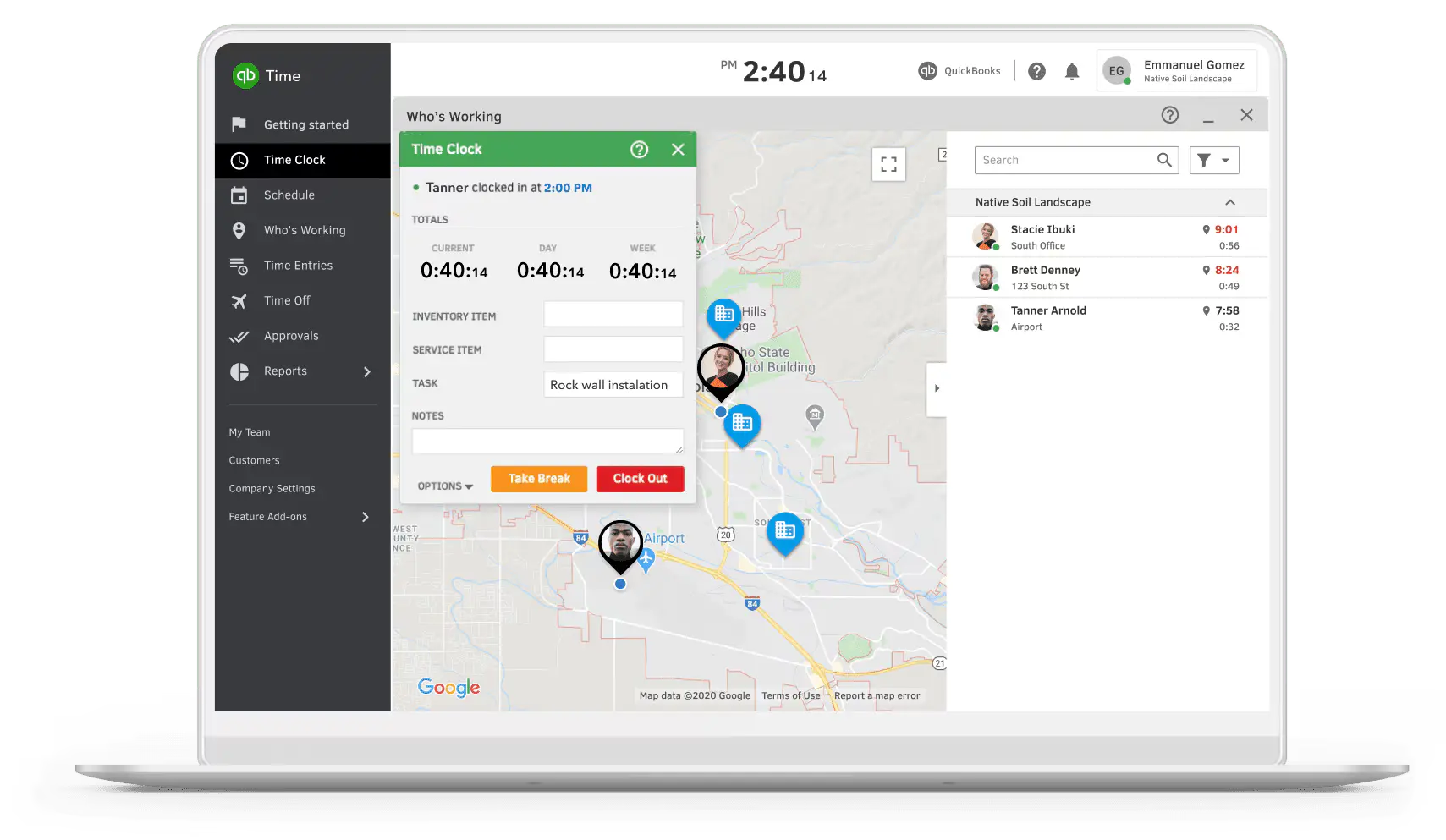QuickBooks time dashboard