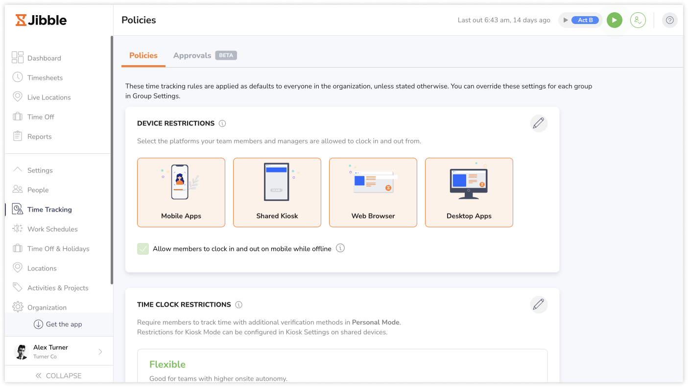 jibble time tracking settings