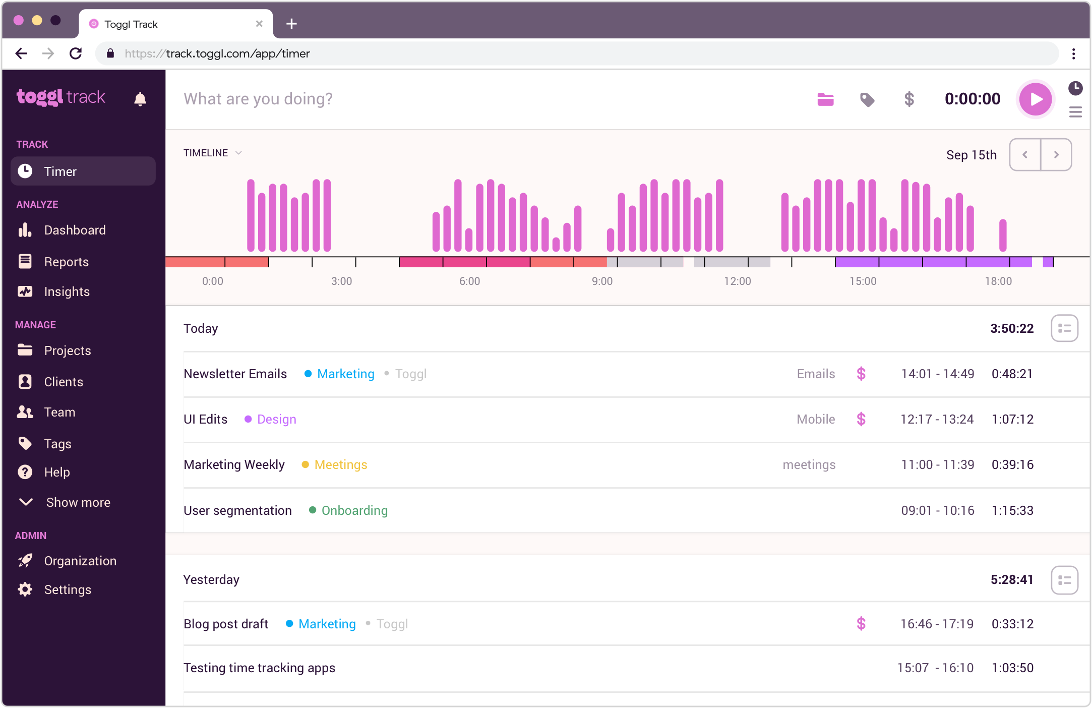 toggl track offline time