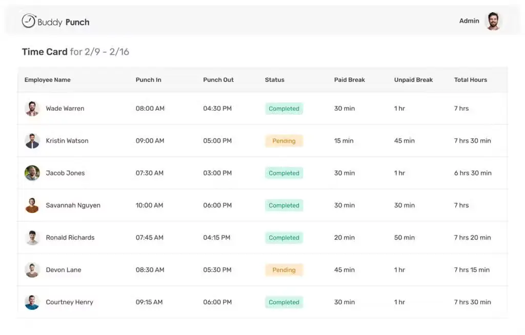 buddy punch field service time clock