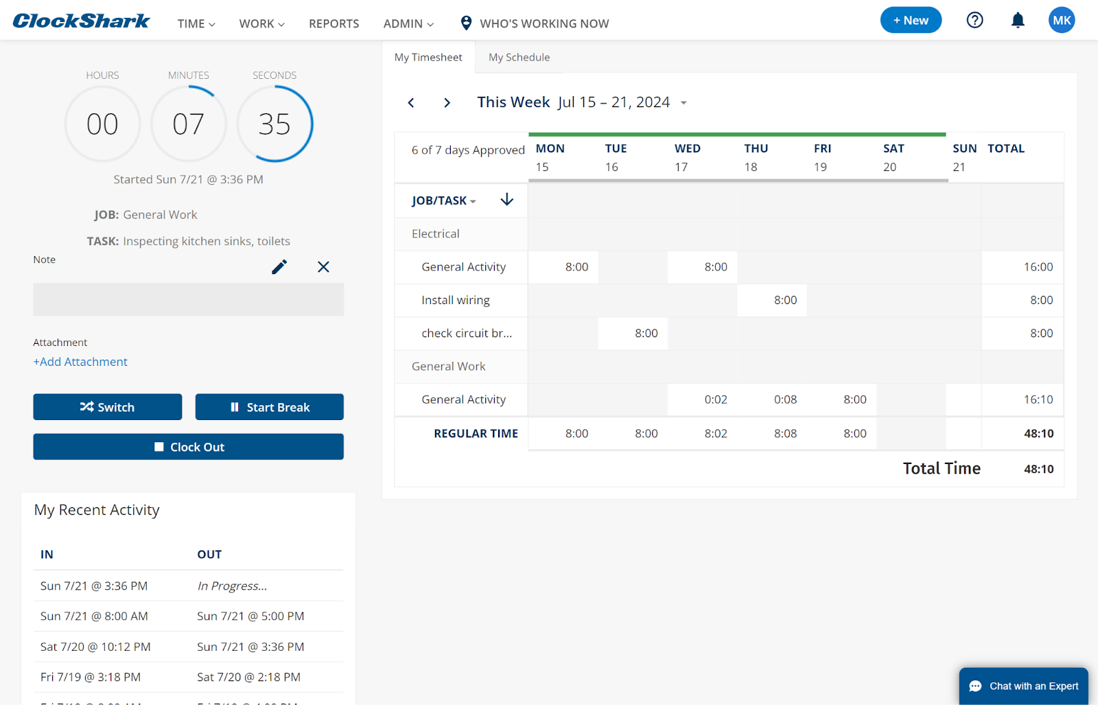 clock shark field time tracking