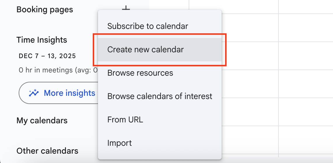google calendar create new calendar