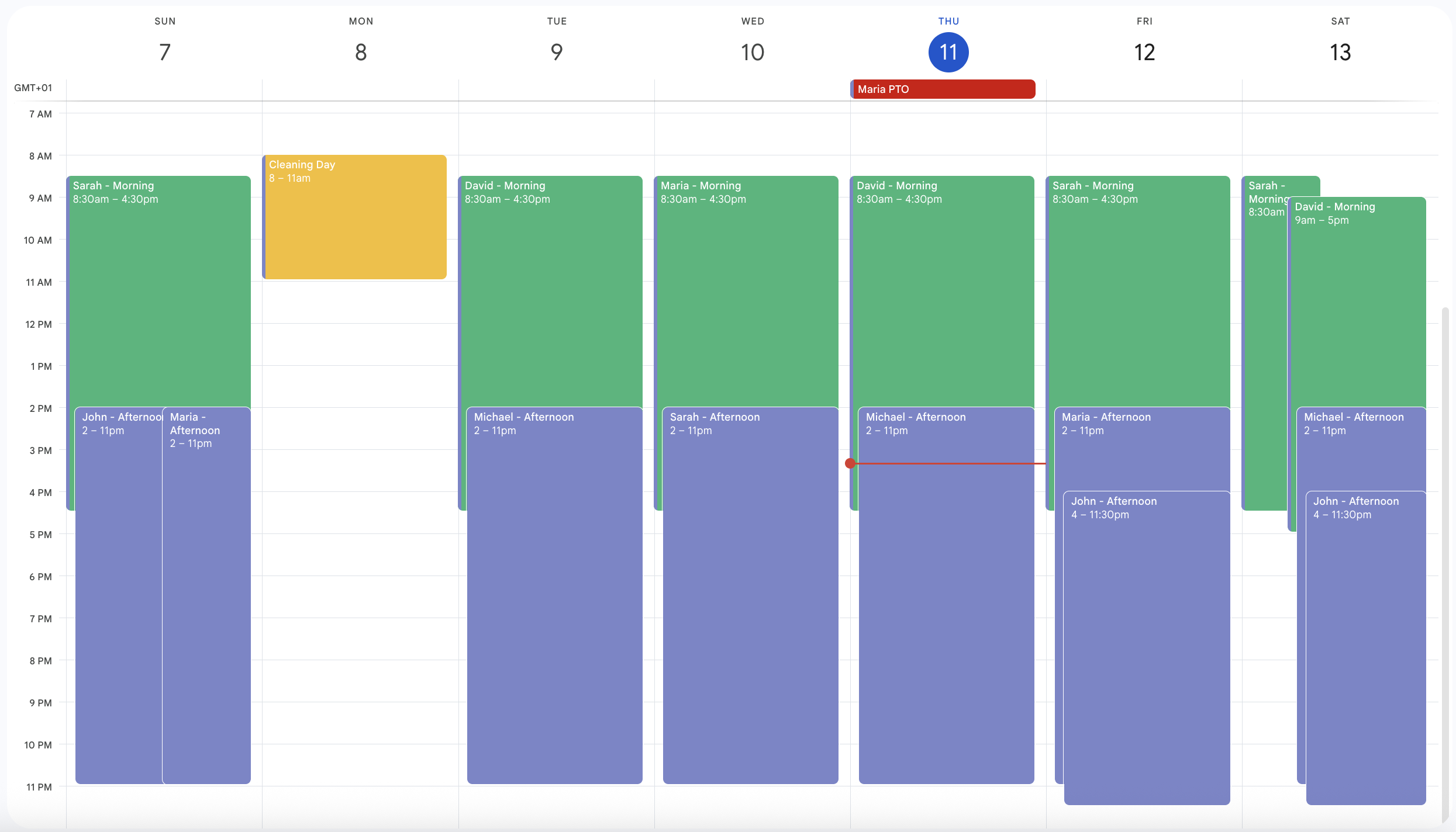 schedule employee shifts google calendar
