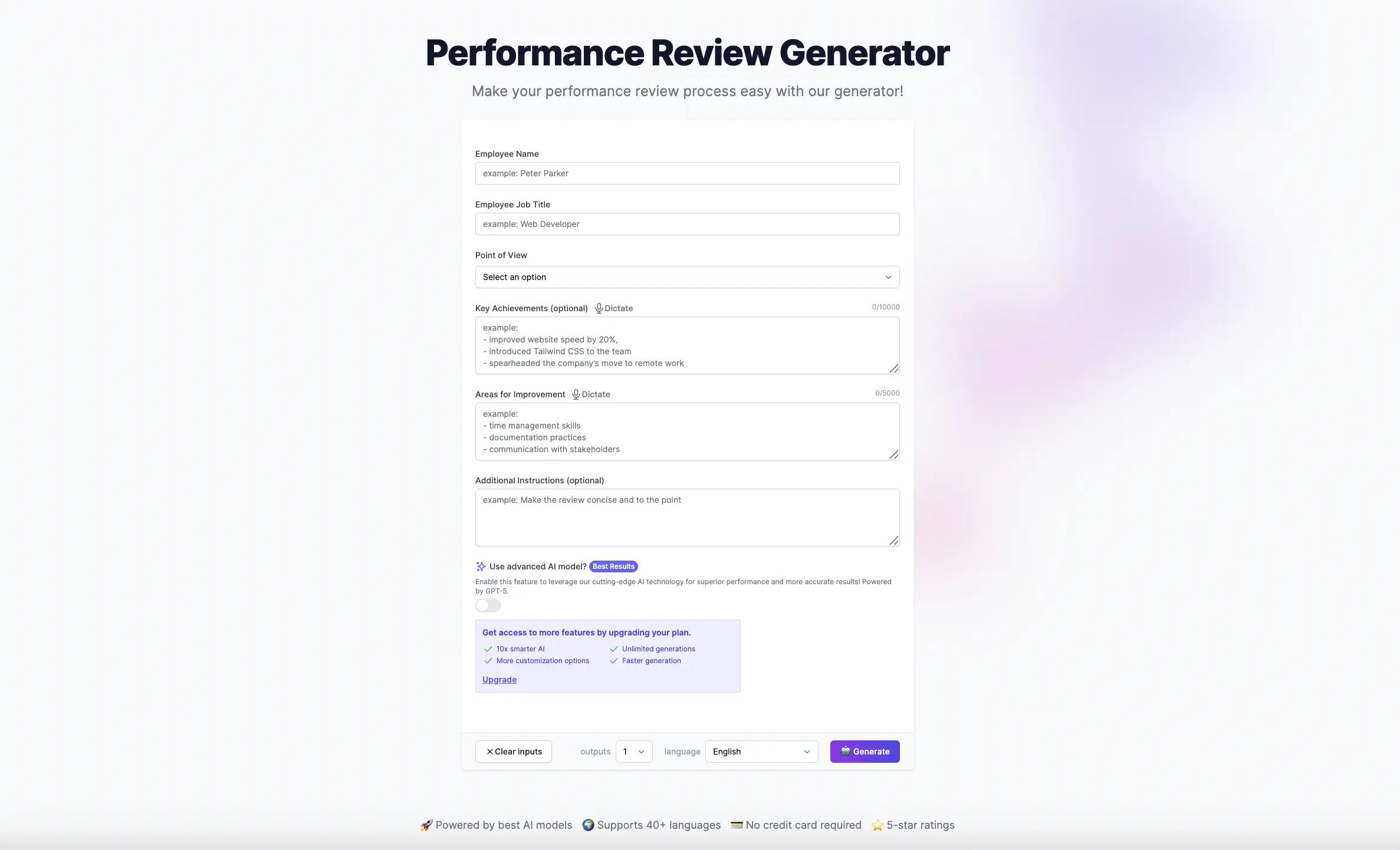 easy peasy ai performance review generator