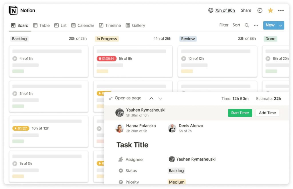 notion time management dashboard