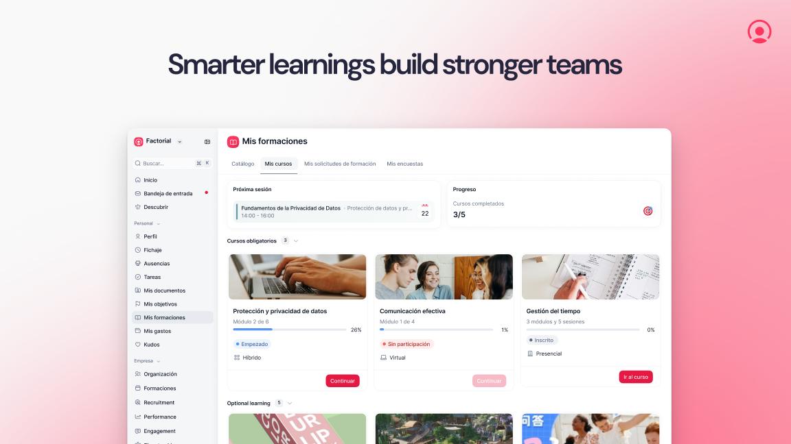 Factorial's new LMS lets you create courses from previous contents you've tailored or acquired.