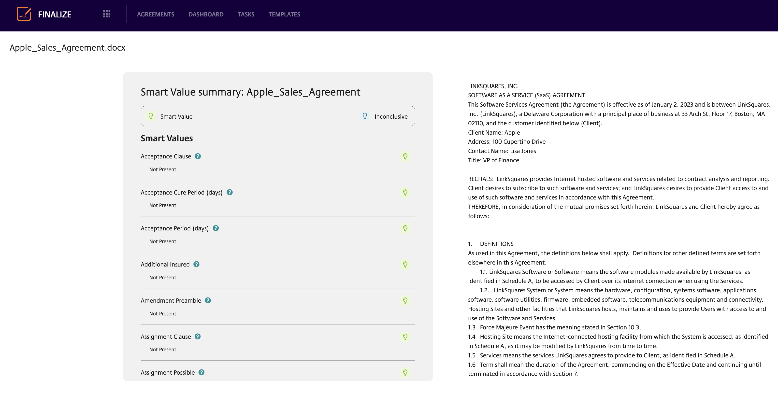 linksquares contract review with ai